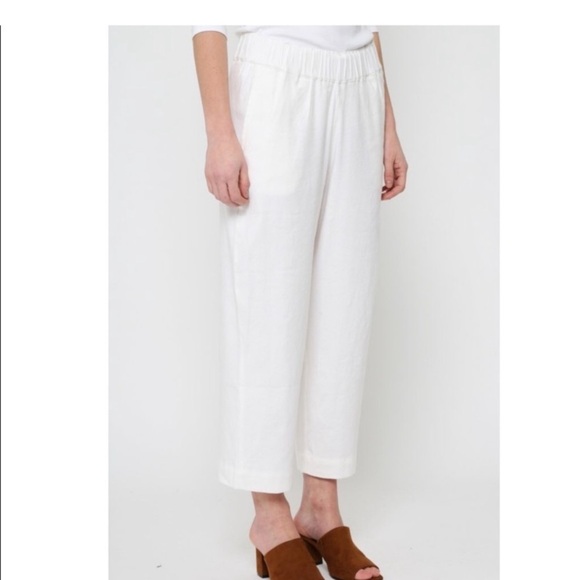 Jarbo‎ easy crop size 32 white elastic waist pockets pull on summer linen blend - Picture 2 of 14